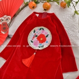 Áo dài nhã trâm đỏ kèm mấn