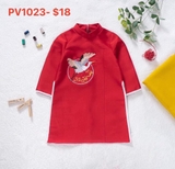 Áo dài đỏ thêu phượng - 6y