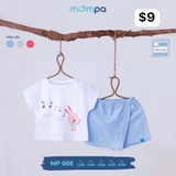 Bộ ngắn tay Mompa bé gái trắng xanh / MP006 - 1y