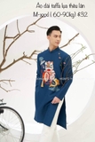 Áo dài taffa lụa nam thêu lân