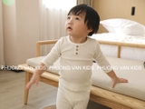 Bộ minkymom thu đông thun gân cúc giữa