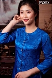Bà ba mẹ bé gấm tơ xanh coban