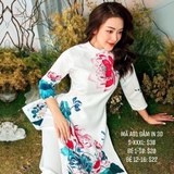 Aó dài gấm trắng in hoa hồng