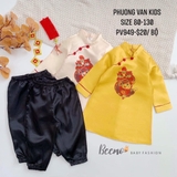Aó dài vàng in lân kèm quần sz 120