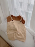 Set yếm linen+  áo thô mềm vintage cho bé