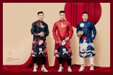Aó dài gấm đen in hạc - XXL