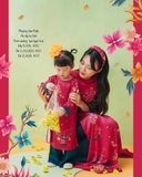 Áo dài tự linh đỏ hồng - luạ ngọc trai, form suông