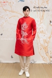 Áo dài nam taffa thêu rồng đỏ