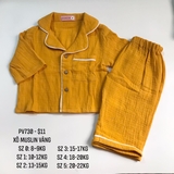 Bộ pijama  xô muslin organic vàng sz 1