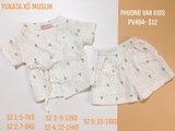 Bộ yukata xô muslin organic cá trắng