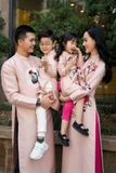 Áo dài thêu phượng hồng/ tone sáng