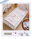 Chiếu điều hoà cao su non thỏ kẻ caro hồng tím 60x120cm