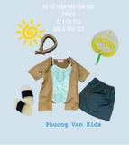 Bộ tứ thân nâu - yếm trắng hoa