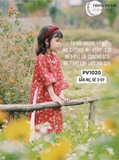 Áo dài nhung hàn hoa nhí đỏ cam