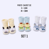 Tất trẻ em Rabibabi - set 3c vàng, trắng, xanh S < 1,5y