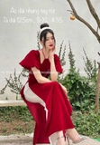 Áo dài nhung đỏ cổ yếm