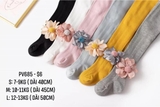 Quần tất bé gái liền chân đính hoa màu hồng