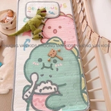 Chiếu điều hoà cao su non dino xanh hồng 60x120cm