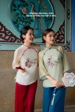 Bộ pháp phục tơ xanh thêu hoa hạc