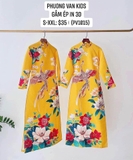 Aó dài gấm vàng in hoa hồng