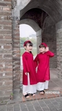 Set áo dài tấc - lụa xước đỏ