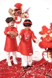 Aó dài đỏ thêu bạch hạc
