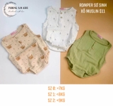 Bộ romper xô muslin organic xanh cốm - sz 1