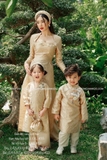 Aó dài gấm dệt vàng kim mai- girl 6y