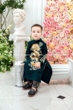Áo dài xanh thêu rồng nguyên áo