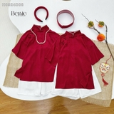 Set áo dài tấc - lụa xước đỏ
