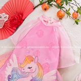 Áo dài kỳ lân hoa kèm mấn