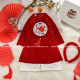 Áo dài nhã trâm đỏ kèm mấn