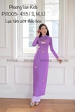 Aó dài lụa tằm tím thêu hoa M