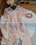 Aó dài tơ hồng cổ yếm