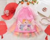 Áo dài kỳ lân hoa kèm mấn