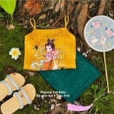 Bộ yếm gấm lụa vàng vân hoa cao cấp