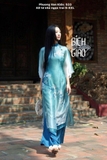 Áo dài tơ ngũ ngọc trai xanh