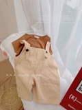 Set yếm linen+  áo thô mềm vintage cho bé