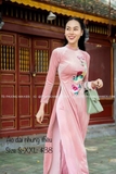 Áo dài nhung hồng thêu phượng