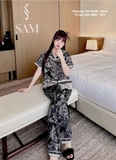 Pijama lụa tằm Sam cao cấp - Di0r đen M