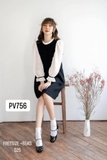 Đầm đen phối tay voan hạt <65kg