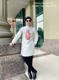 Áo dài nam taffa trắng thêu rồng