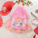 Áo dài kỳ lân hoa kèm mấn