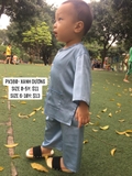 Bộ lụa xanh dương cho bé