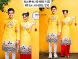 Aó dài nữ gấm vàng in hoạ tiết - M<52kg