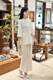 Bộ linen kem thêu hoa