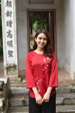 Bà ba tằm ướt đỏ thêu hoa nhí