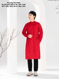 Áo dài gấm đỏ thêu nguyên tà