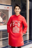 Áo dài nam taffa đỏ thêu rồng