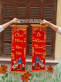 Cặp câu đối nhung " CMNM- AKTV " 30x80cm